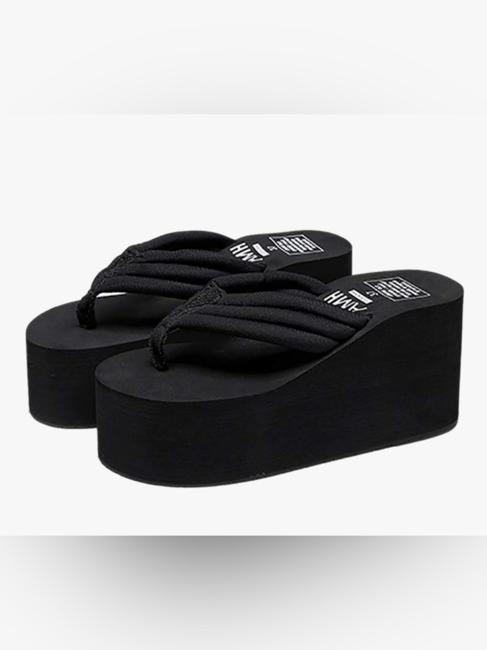 Black Platform Flip Flop Sandals - Women